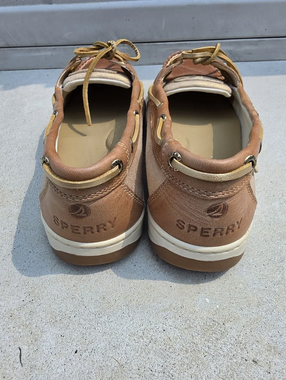 Sperry Women's Brown Leather Boat Shoes with Tan Laces